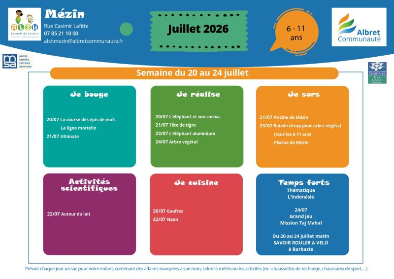 ALSH mezin planning vacances 20 24 juillet 6 11 ans